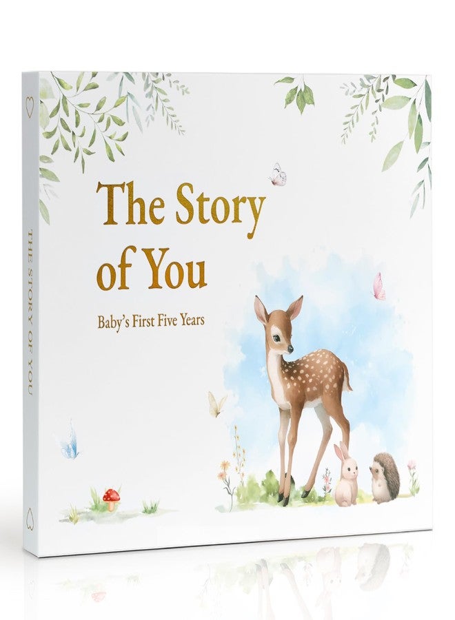 Braveriky Keepsake Baby Memory Book for Boys and Girls - First 5 Year Baby Book - Monthly Milestone Book - Gender Neutral Journal Scrapbook Photo Album from Birth to Age 5 - Baby Shower & New Mom Gift, Deer - Image 1